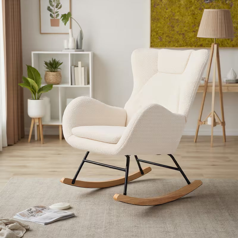 Lambswool rocking chair for relaxation