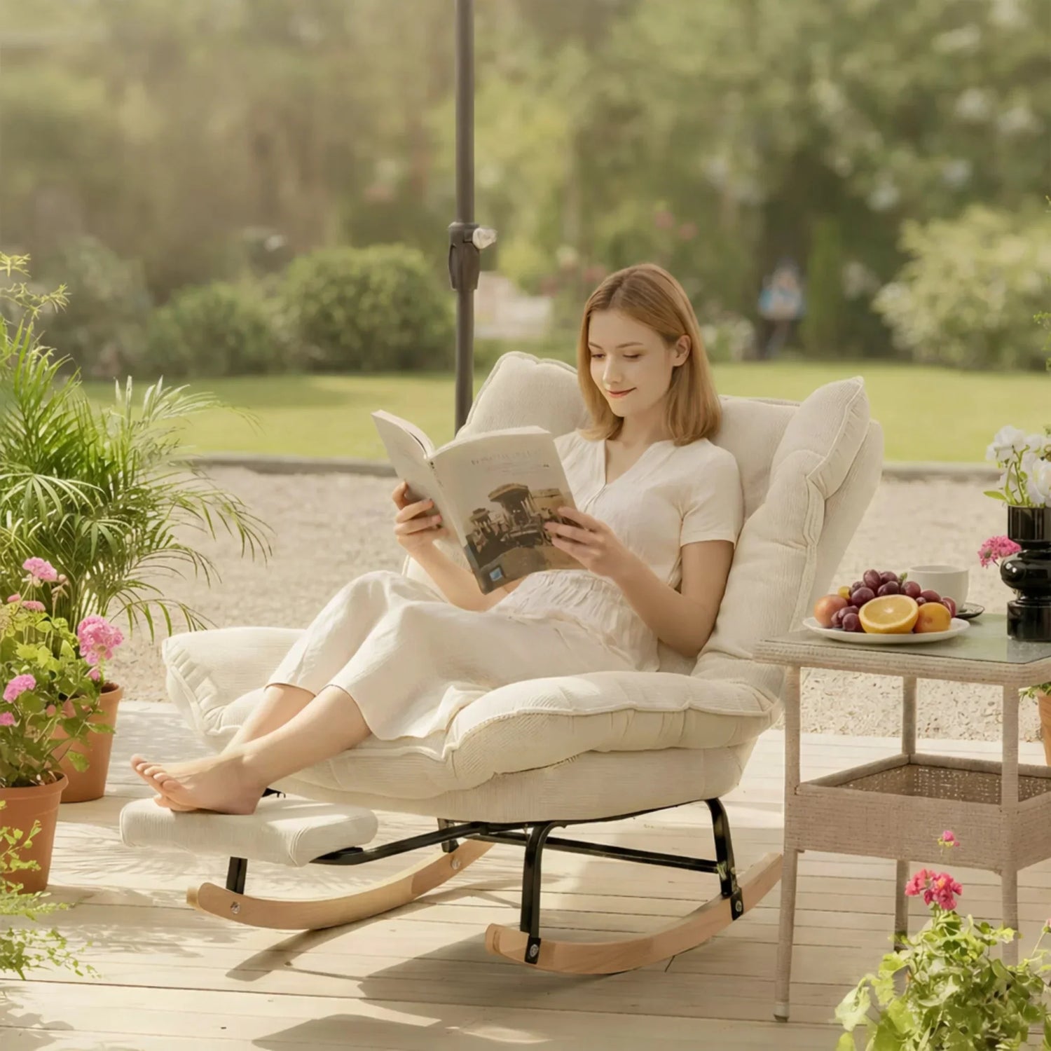 Reclining rocking chair in a lifestyle setting