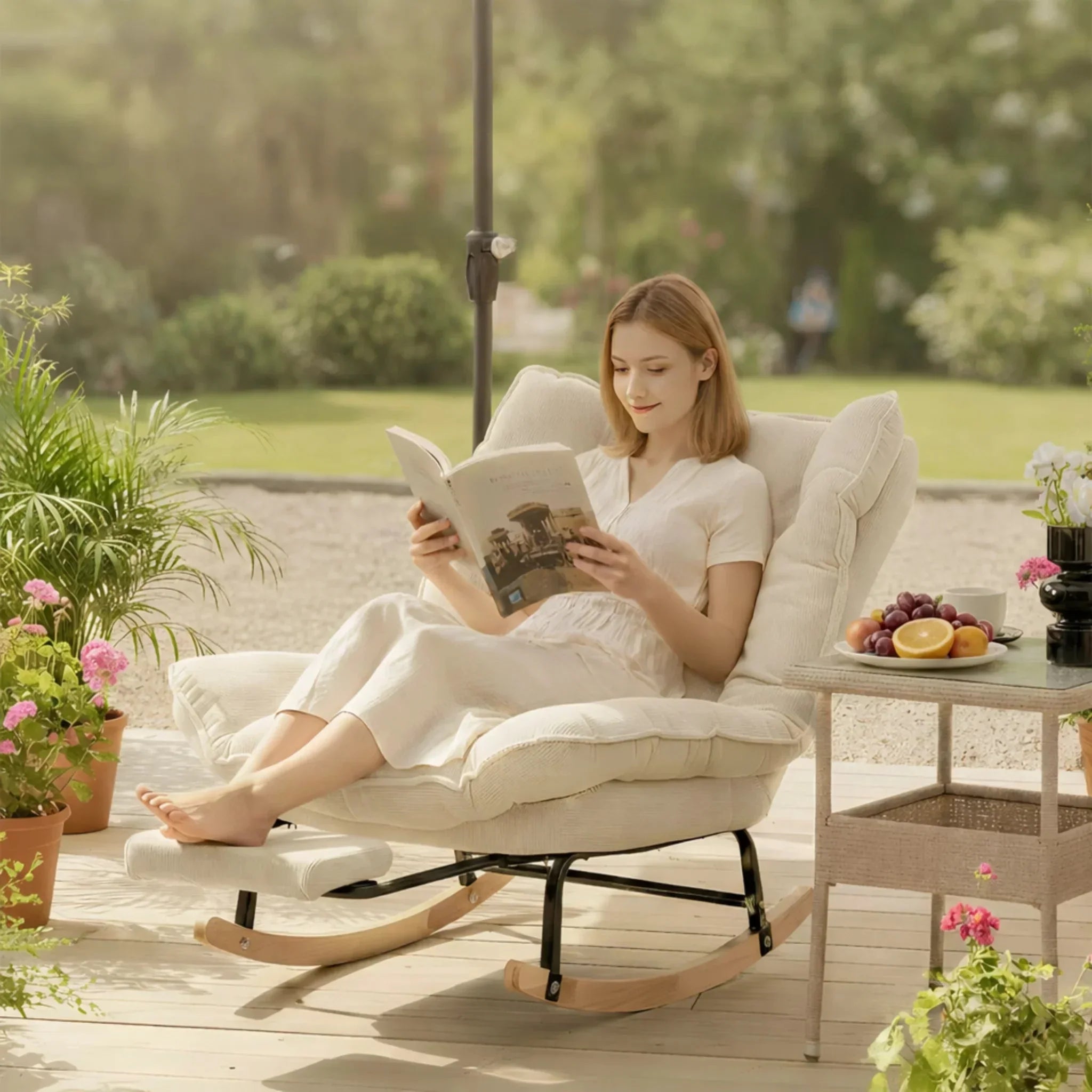 Reclining rocking chair in a lifestyle setting