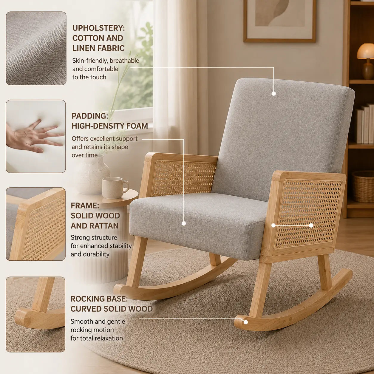 The NORA Rattan Rocking Chair