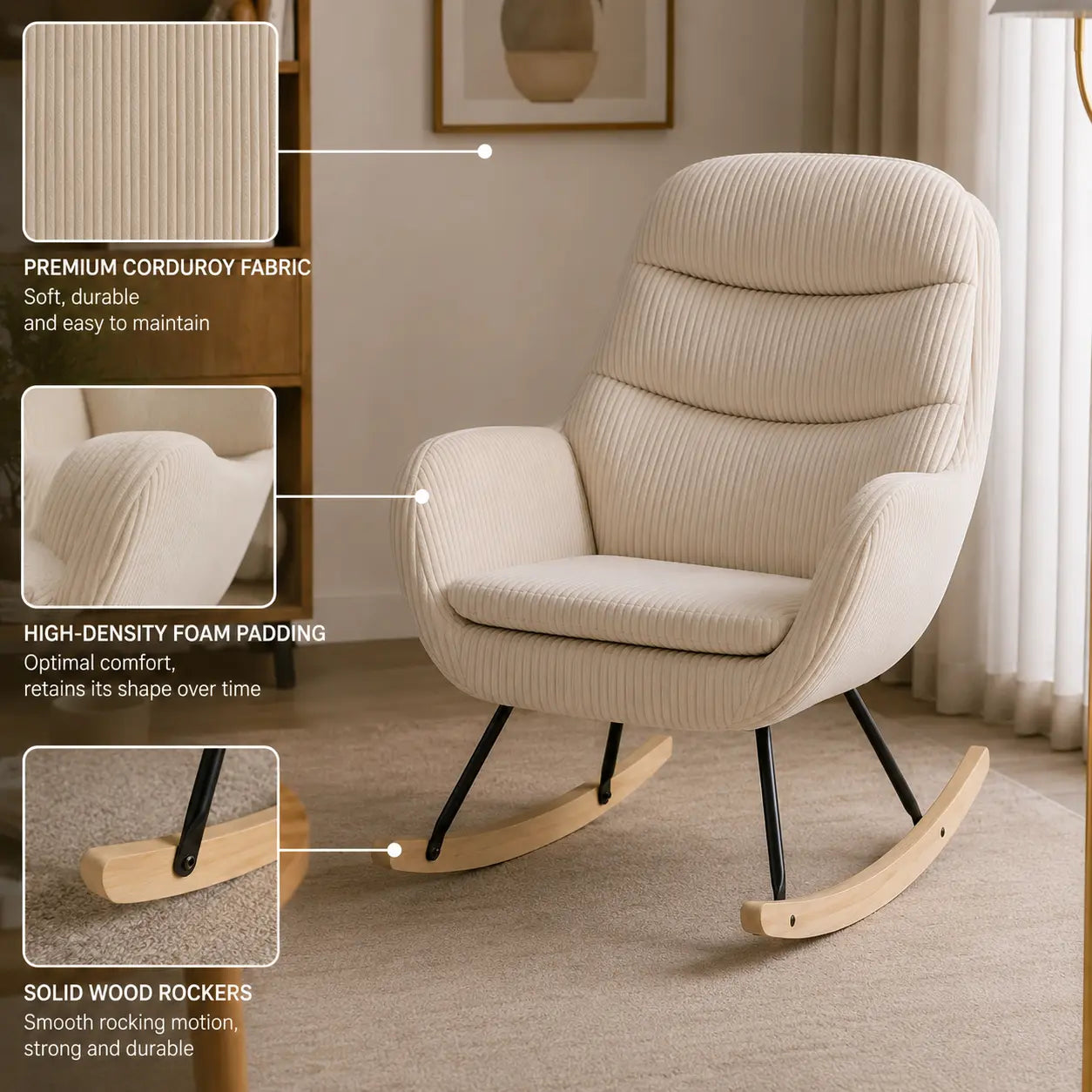 The EMMA Upholstered Rocking Chair