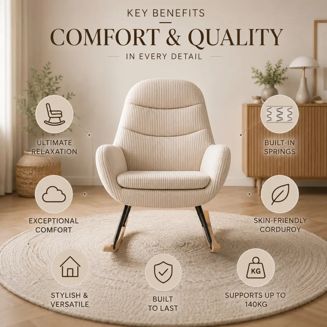The EMMA Upholstered Rocking Chair