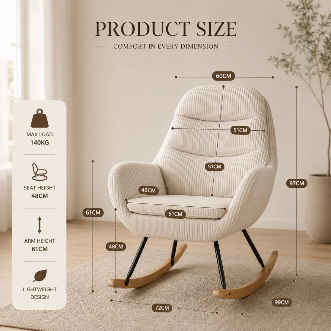 The EMMA Upholstered Rocking Chair